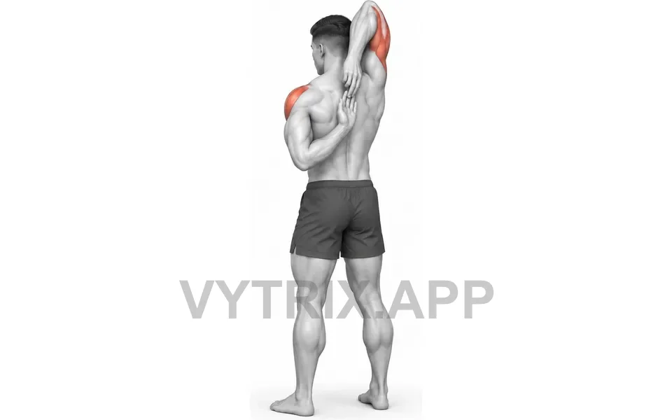 Uitvoering van Behind Back Shoulder Reach Stretch (Bodyweight)