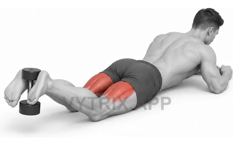 Uitvoering van Lying Hamstring Curl (Dumbbell)