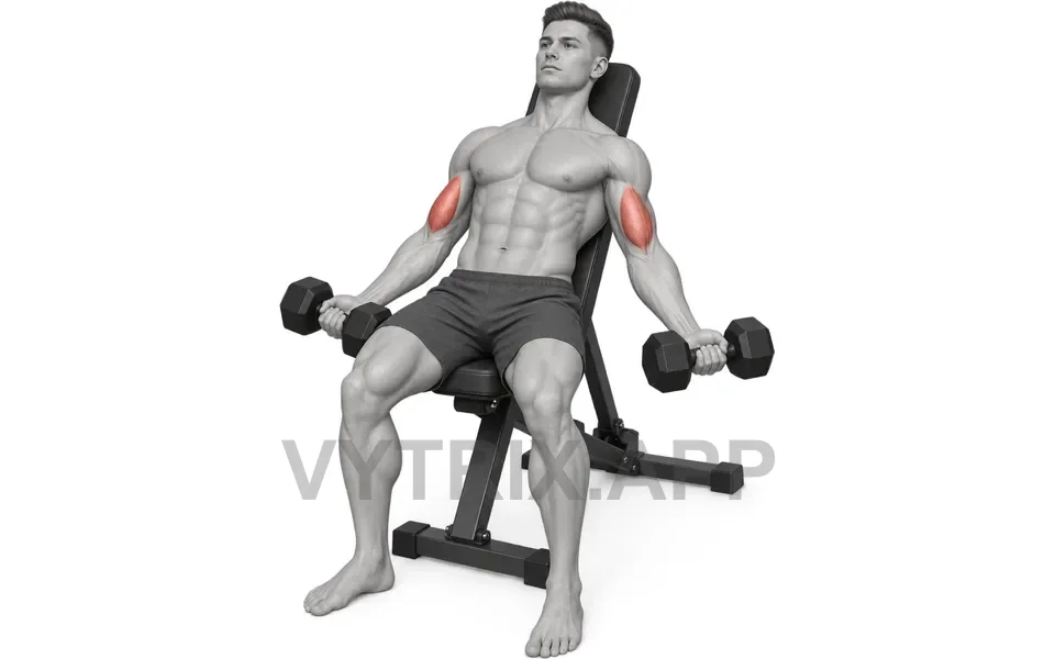 Uitvoering van Incline Wide Curl (Dumbbell)