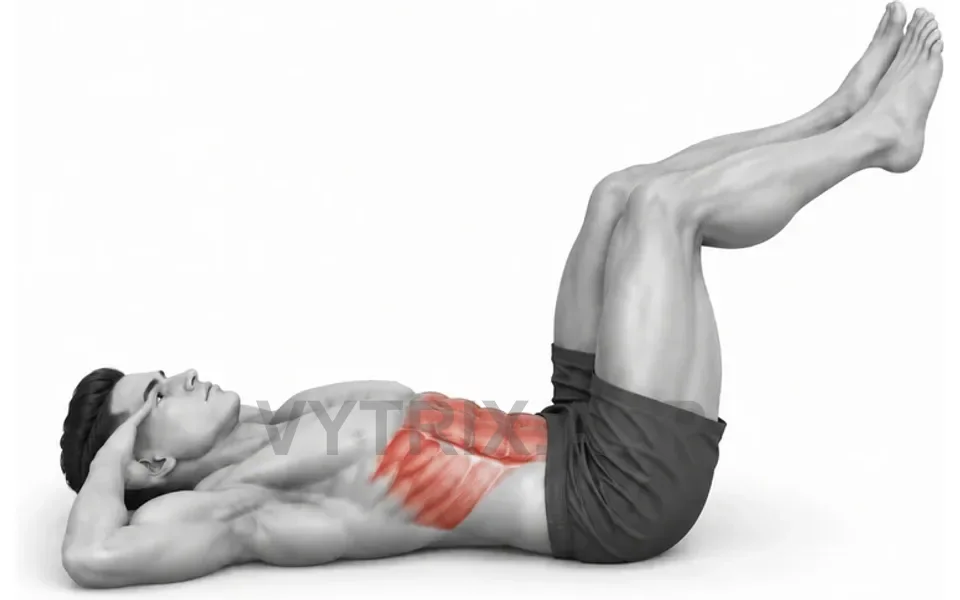 Uitvoering van Legs Raised Twisting Crunch (Bodyweight)