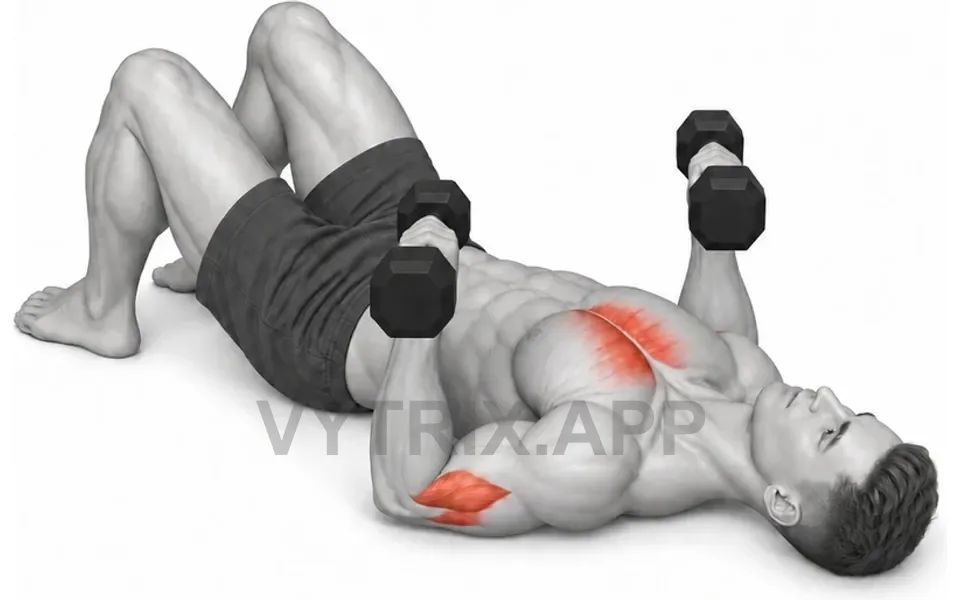 Uitvoering van Neutral Grip Floor Press (Dumbbell)