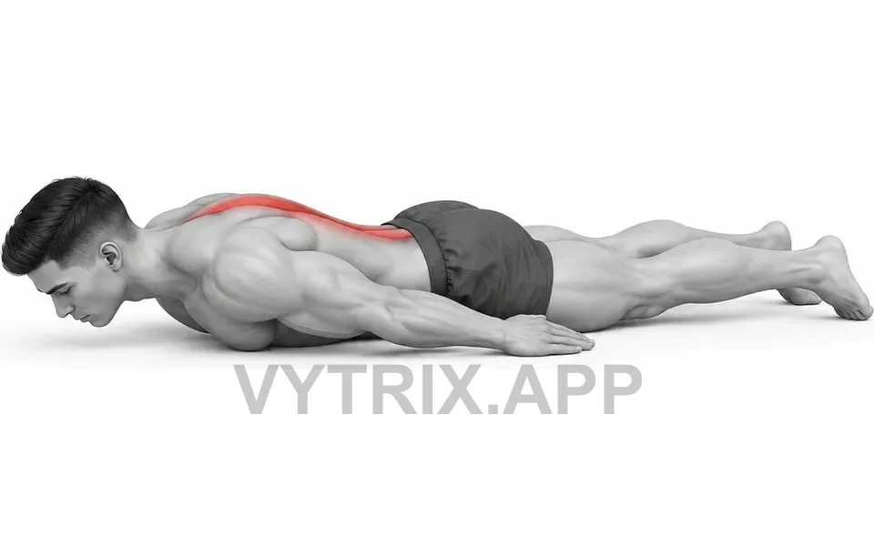 Uitvoering van Prone Back Extension, Arms at Sides (Bodyweight)