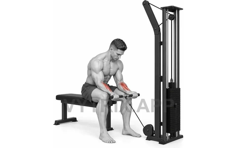Uitvoering van Seated Wrist Curl (Cable)