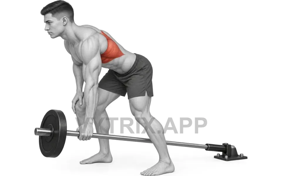 Uitvoering van Single Arm Landmine Row (Barbell)