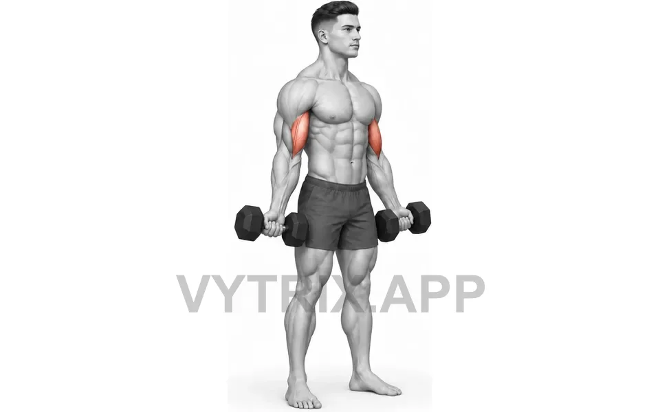 Uitvoering van Standing Wide Curl (Dumbbell)