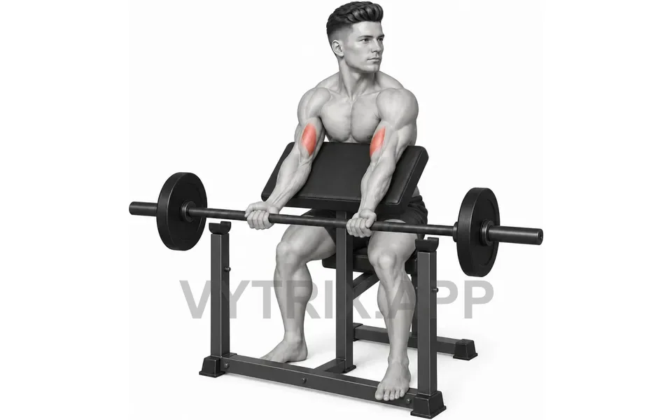 Uitvoering van Straight Bar Preacher Curl (Barbell)