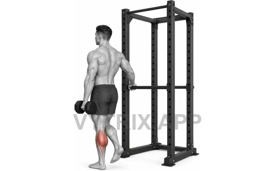 Uitvoering van Supported Single Leg Calf Raise (Dumbbell)