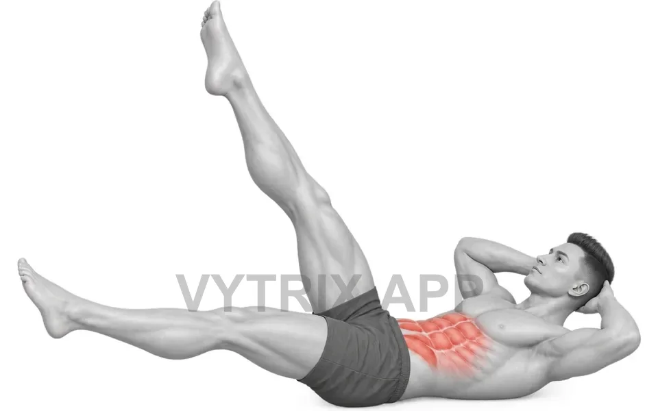 Uitvoering van Vertical Scissor Crunch (Bodyweight)