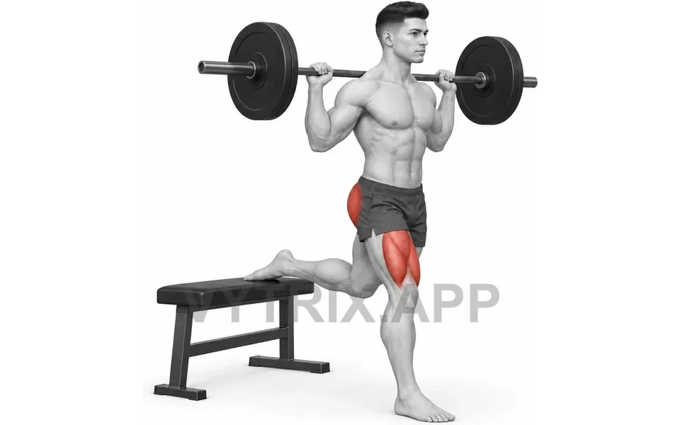 Uitvoering van Bulgarian Split Squat (Barbell)