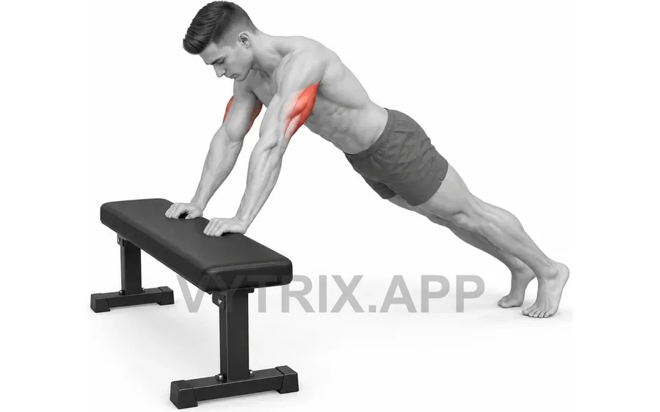 Uitvoering van Triceps Extension on Bench (Bodyweight)