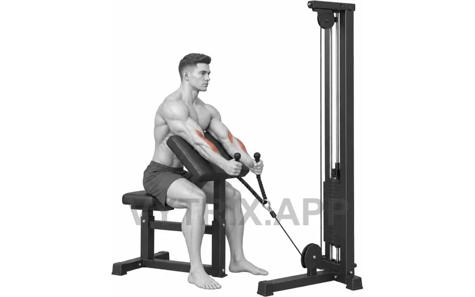 Uitvoering van Rope Hammer Preacher Curl (Cable)