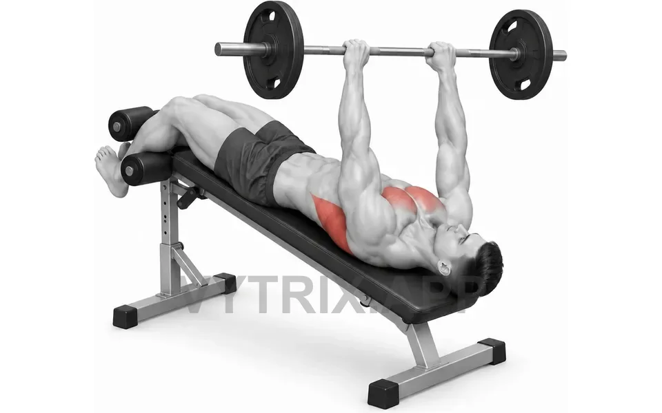 Uitvoering van Decline Pullover (Barbell)