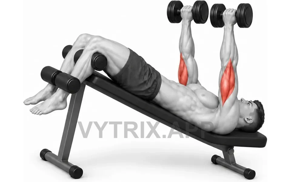 Uitvoering van Decline Skull Crusher (Dumbbell)
