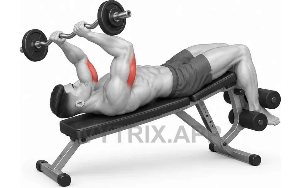 Uitvoering van Decline Triceps Extension (EZ Bar)