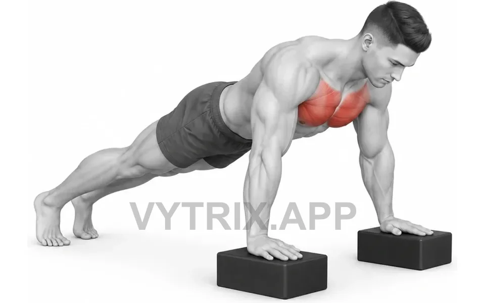 Uitvoering van Deficit Push-Up on Blocks (Bodyweight)