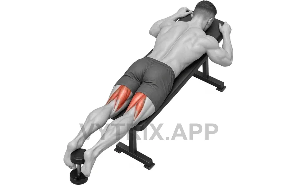 Uitvoering van Hamstring Curl on Bench (Dumbbell)