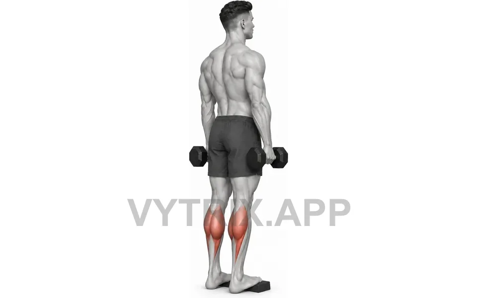 Uitvoering van Standing Calf Raise (Dumbbell)