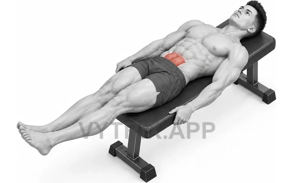 Uitvoering van Flat Bench Reverse Crunch with Leg Extension (Bodyweight)