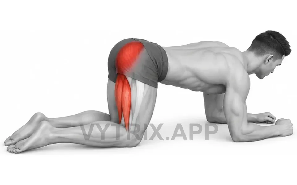 Uitvoering van Forearm Kneeling Hip Extension with Leg Curl (Bodyweight)