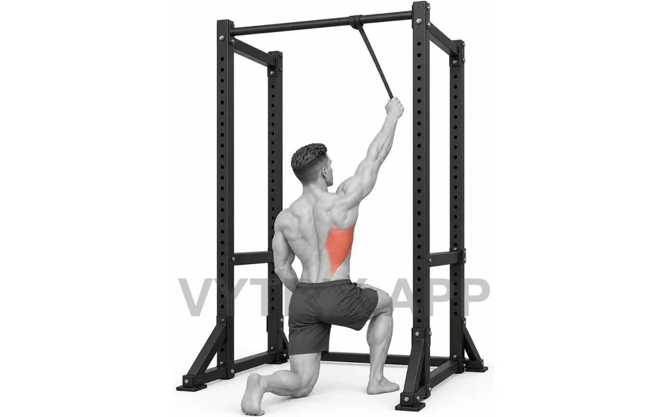 Uitvoering van Half Kneeling Single Arm Pulldown (Resistance Band)
