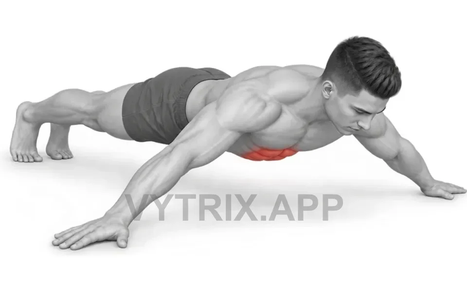 Uitvoering van Iron Cross Plank (Bodyweight)
