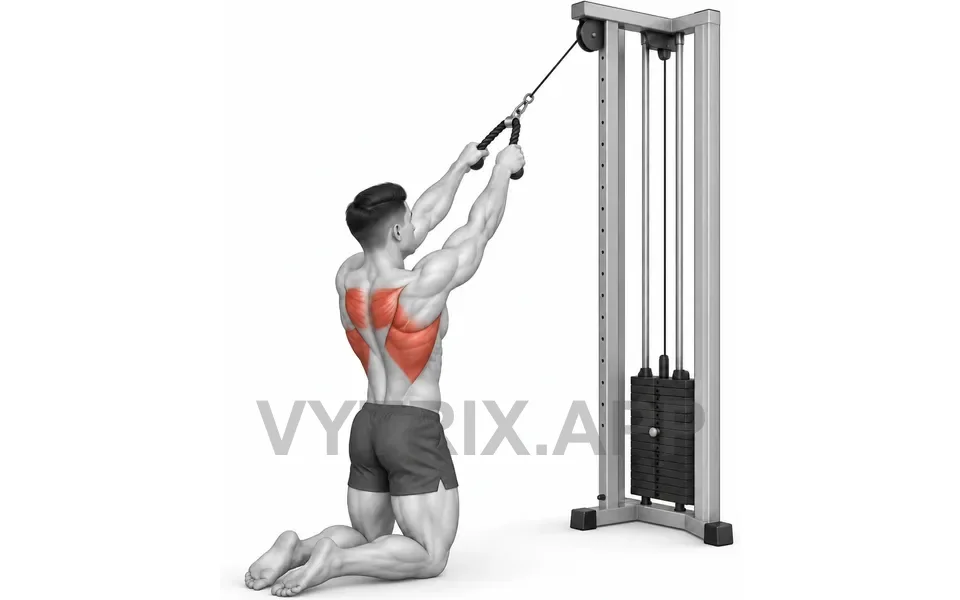 Uitvoering van Kneeling High Row with Rope (Cable)