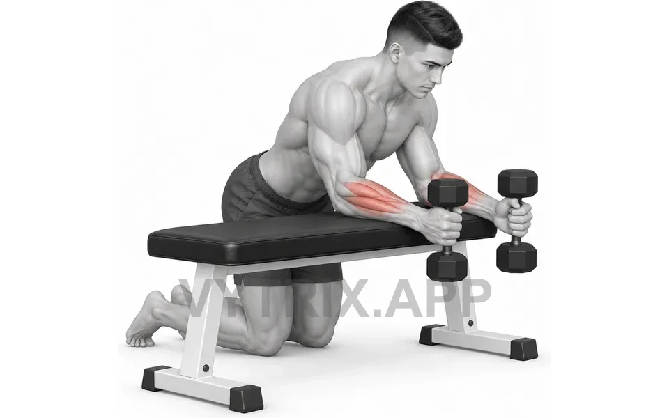 Uitvoering van Kneeling Neutral Grip Wrist Curl (Dumbbell)