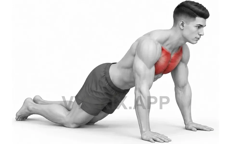 Uitvoering van Kneeling Push-Up to Child Pose (Bodyweight)