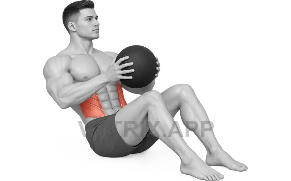 Uitvoering van Russian Twist (Medicine Ball)