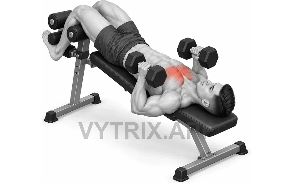 Uitvoering van Neutral Grip Decline Press (Dumbbell)