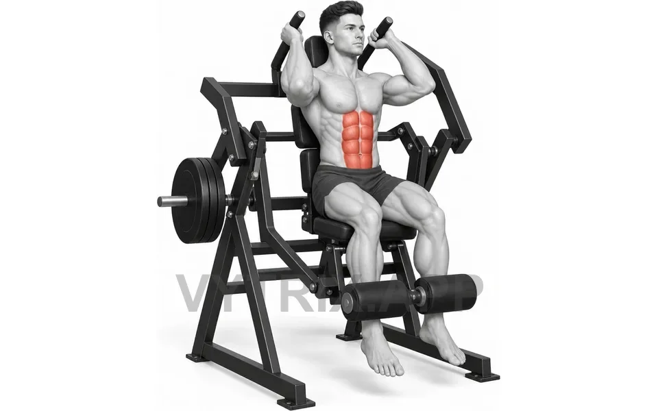 Uitvoering van Plate Loaded Seated Leg Raise Crunch (Machine)