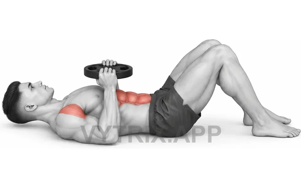 Uitvoering van Sit-Up to Overhead Press (Weight Plate)