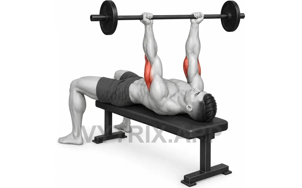 Uitvoering van Reverse Grip Skull Crusher (Barbell)