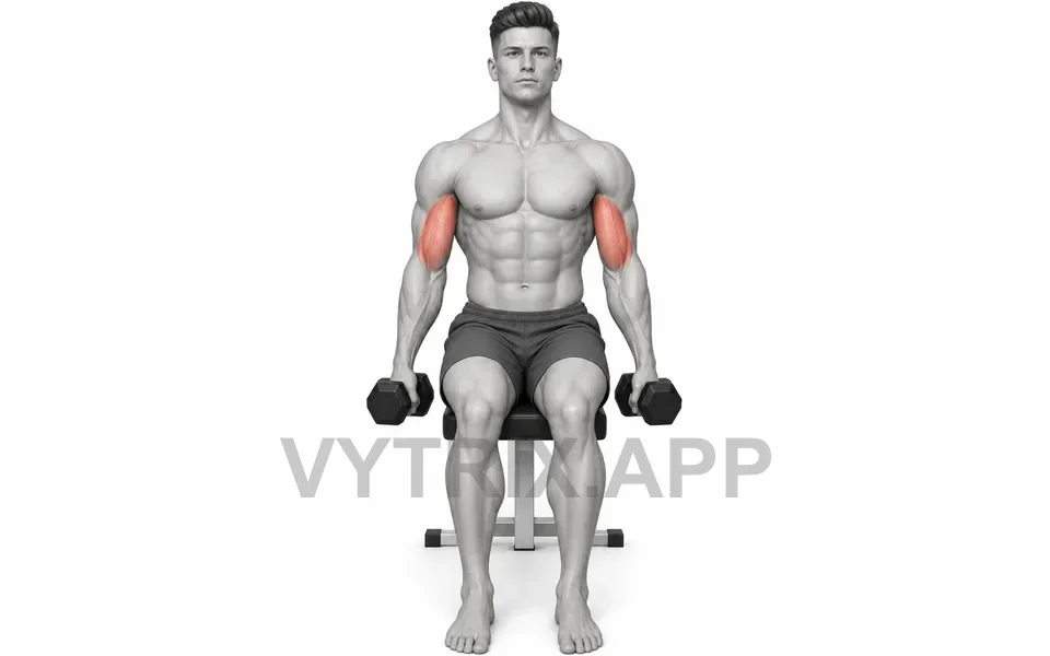 Uitvoering van Seated Alternating Curl (Dumbbell)