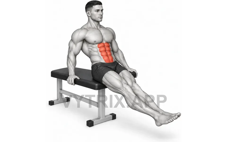 Uitvoering van Seated Bench Knee Tuck (Bodyweight)