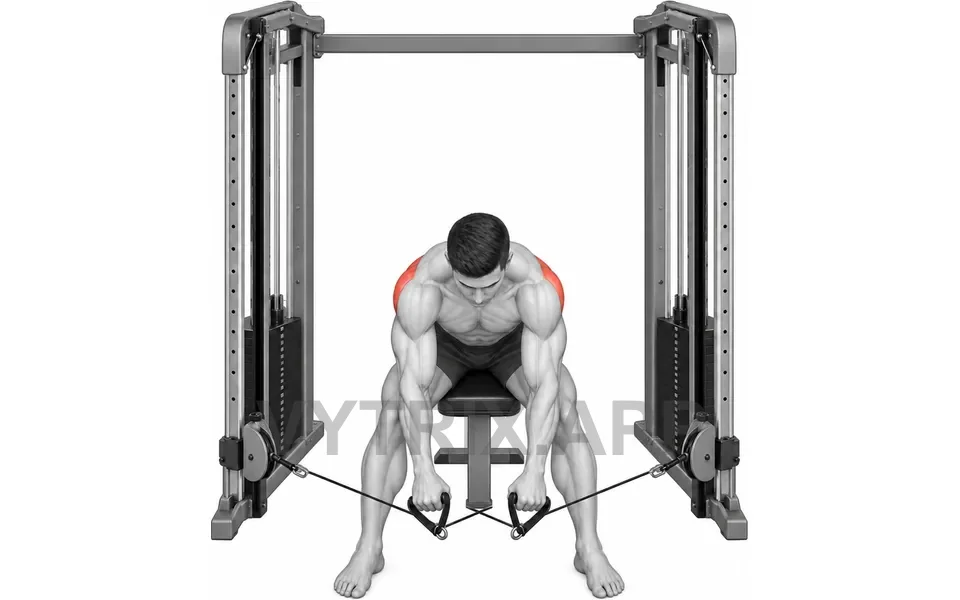 Uitvoering van Seated Bent Over Rear Delt Fly (Cable)