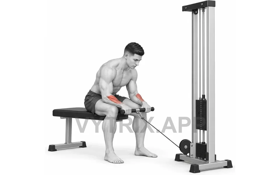 Uitvoering van Seated Reverse Wrist Curl (Cable)