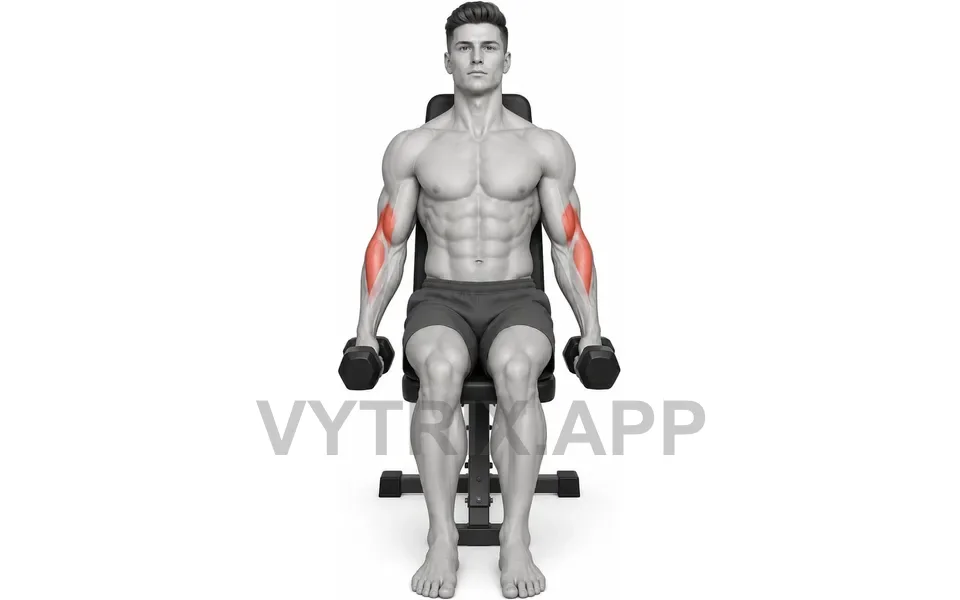 Uitvoering van Seated Hammer Curl (Dumbbell)