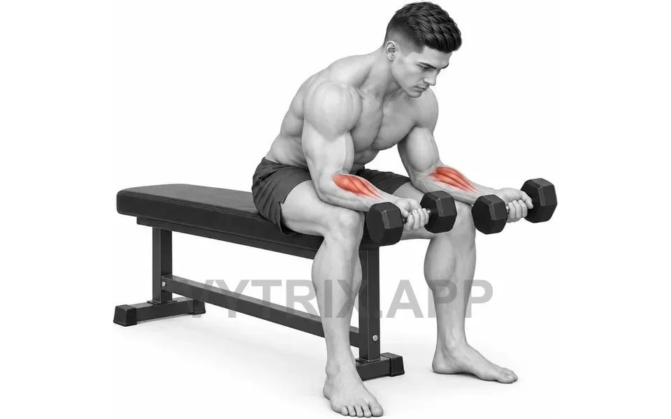 Uitvoering van Seated Wrist Curl (Dumbbell)