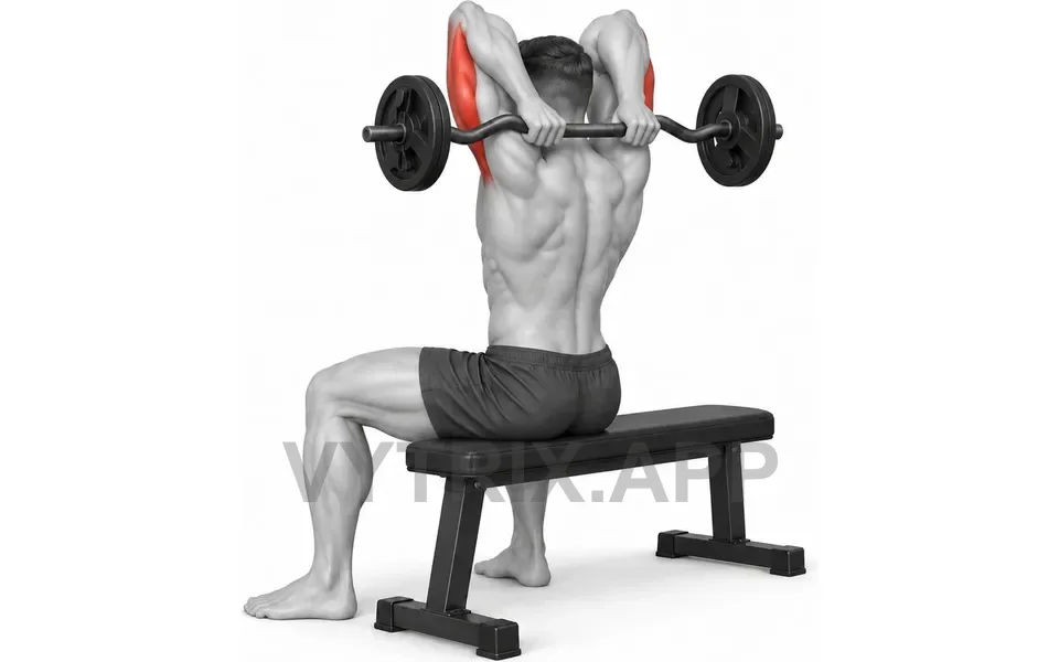 Uitvoering van Seated Overhead Triceps Extension (EZ Bar)