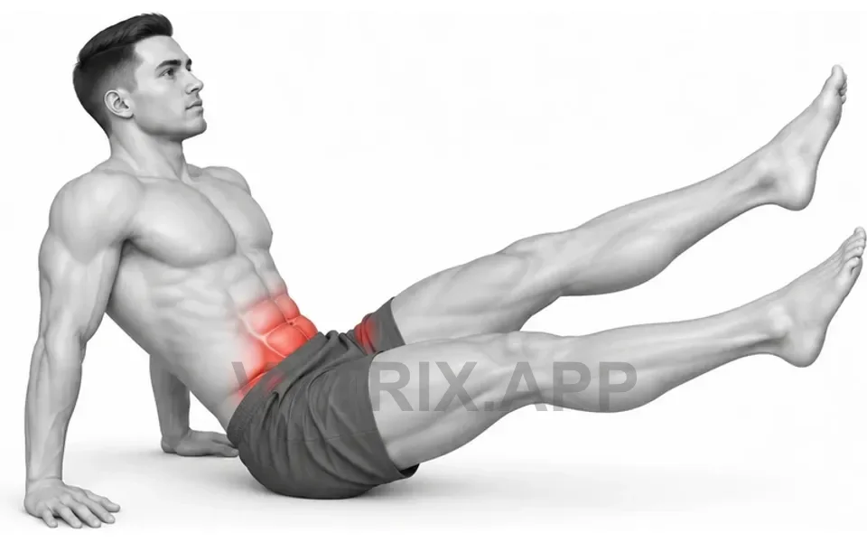 Uitvoering van Seated Scissor Kicks (Bodyweight)