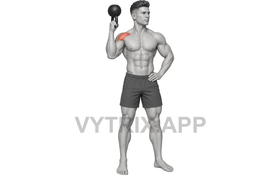 Uitvoering van Single Arm Bottoms Up Press (Kettlebell)