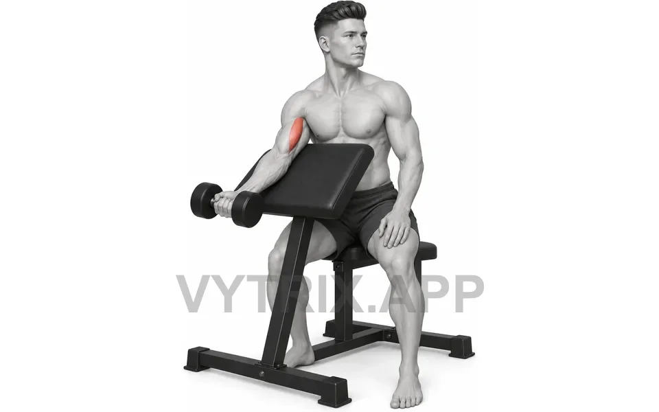 Uitvoering van Single Arm Preacher Curl (Dumbbell)