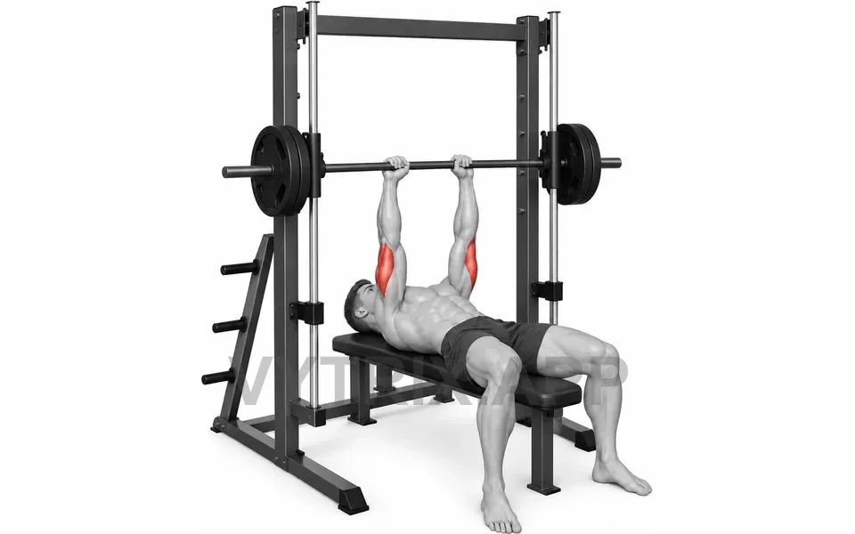 Uitvoering van Close Grip Bench Press (Smith Machine)