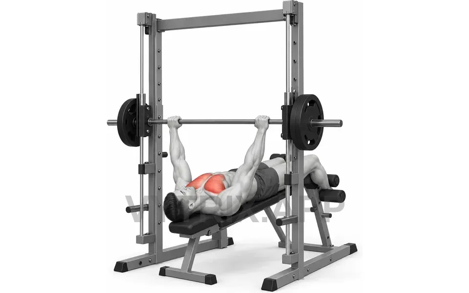 Uitvoering van Decline Bench Press (Smith Machine)