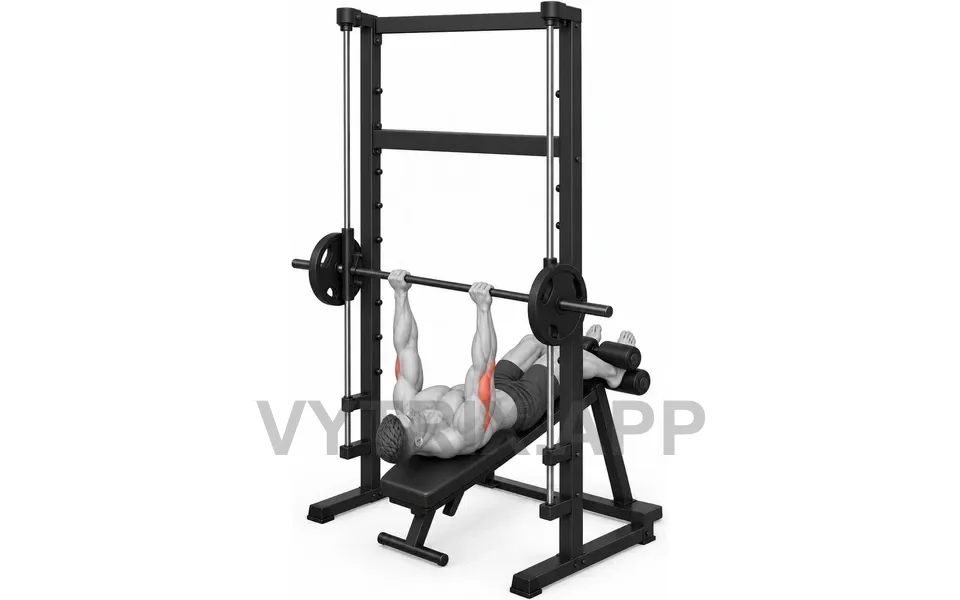 Uitvoering van Smith Decline Close Grip Bench Press (Machine)