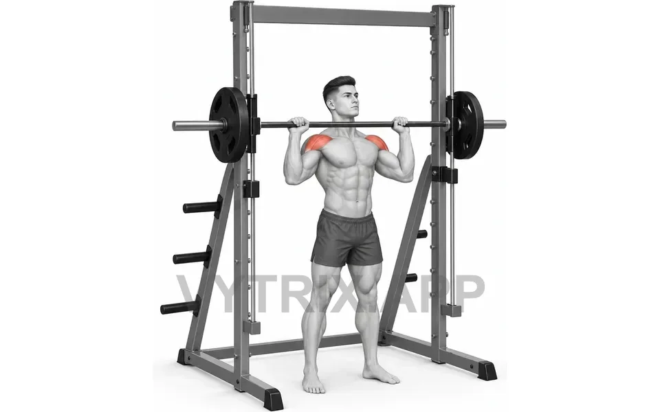 Uitvoering van Standing Military Press (Smith Machine)
