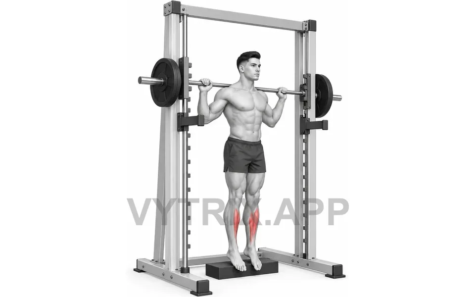 Uitvoering van Standing Tibialis Raise (Smith Machine)
