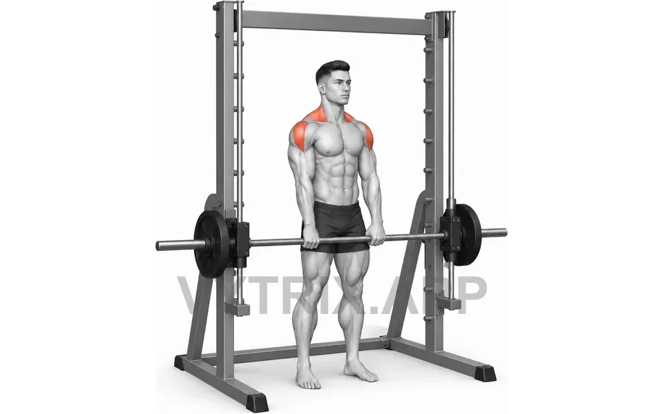 Uitvoering van Upright Row (Smith Machine)