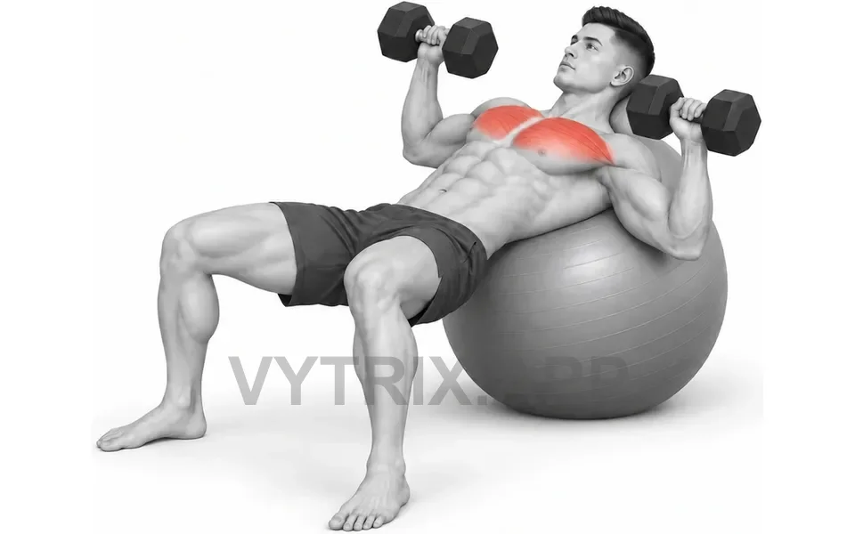 Uitvoering van Stability Ball Incline Press (Dumbbell)